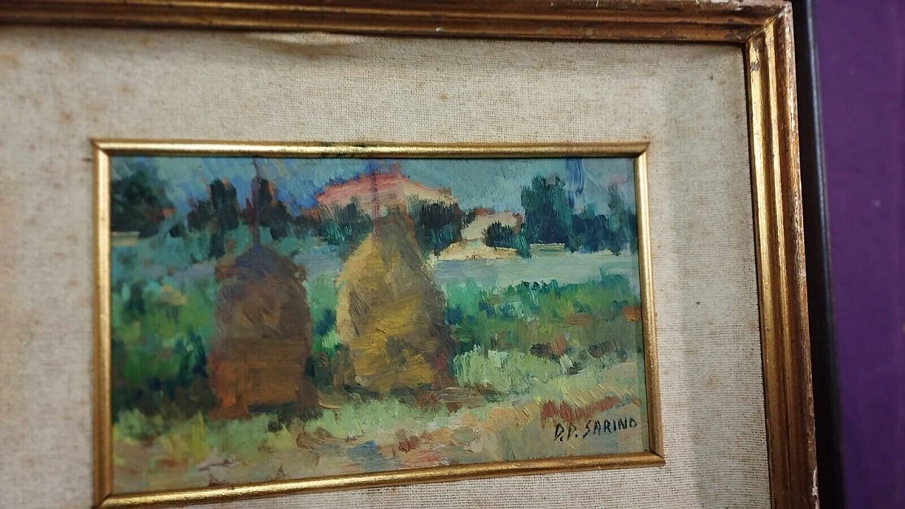 Sarino Papalia, Tuscan landscape, oil on panel, 1930s 6