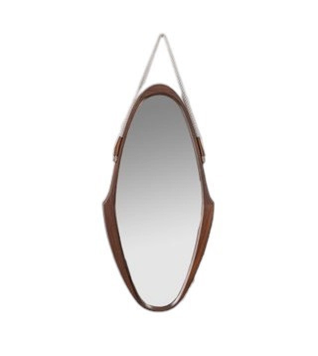 Oval mirror with wooden frame and rope, 1960s 10