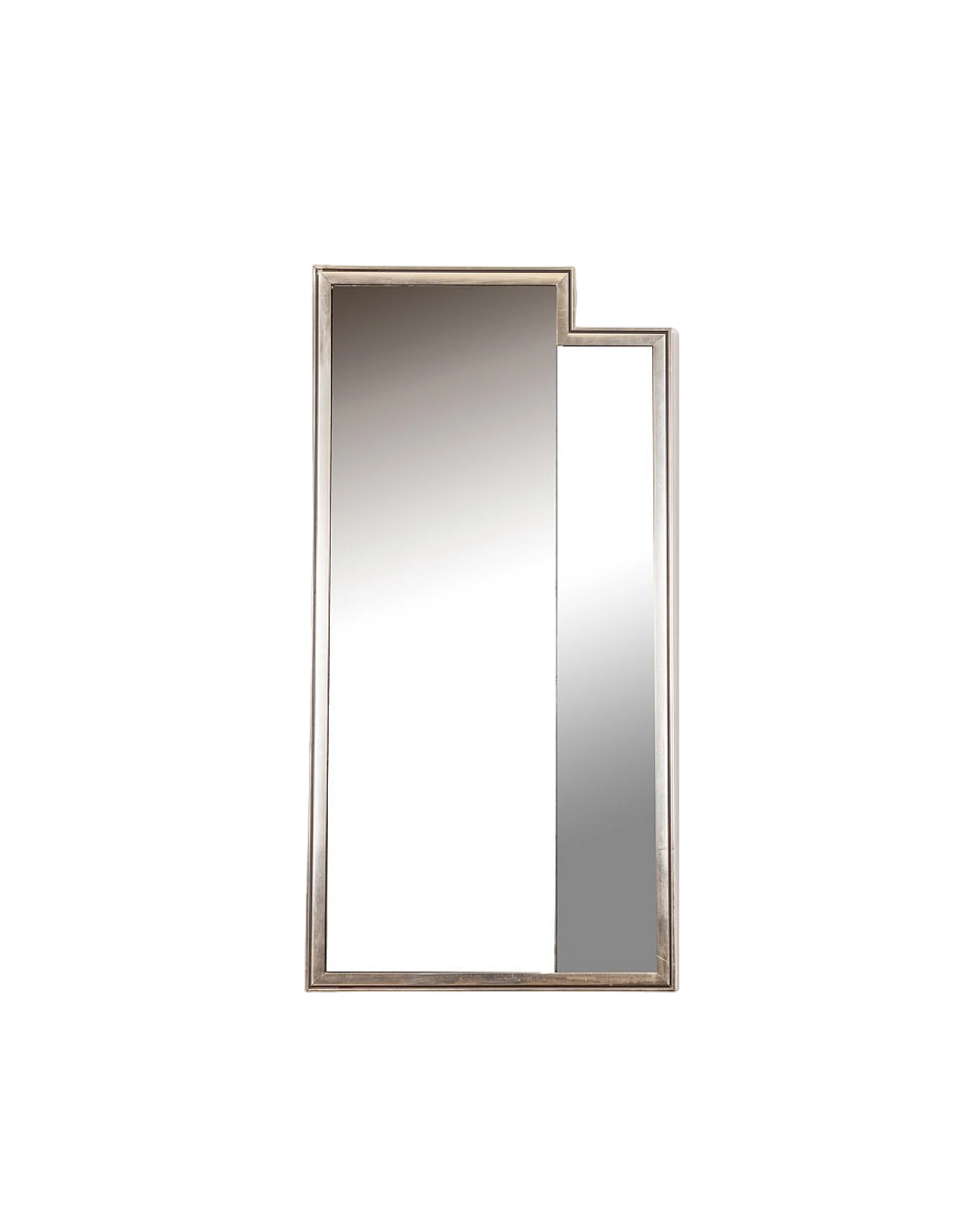 Glass and smoked glass wall mirror with silver frame, 1970s 8