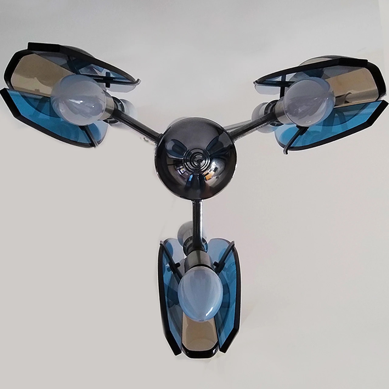 Blue and smoked glass chandelier by Veca, 1970s 9