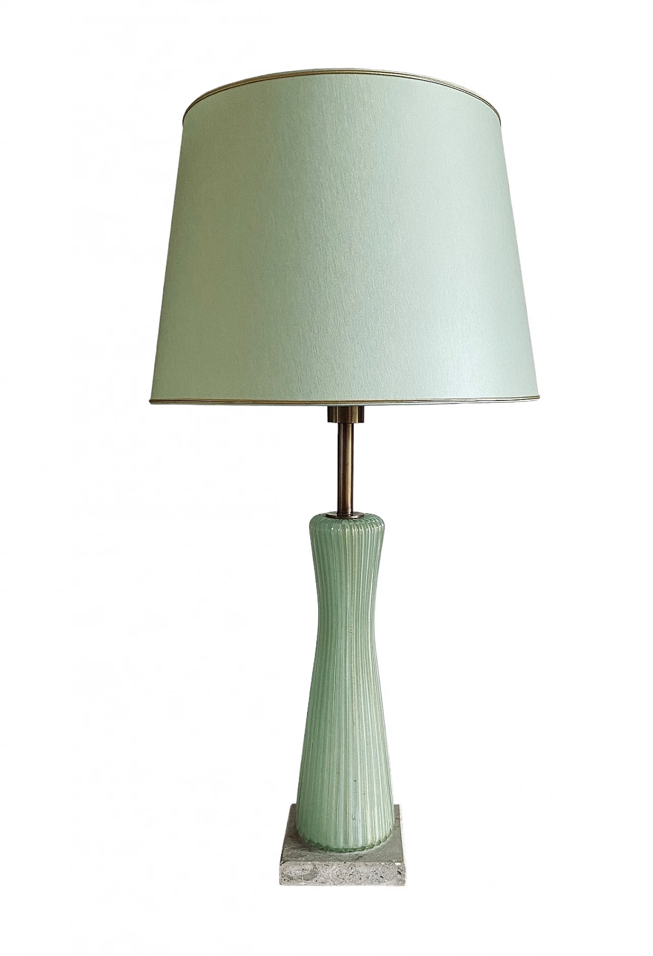 Green glass, marble and brass lamp by Barovier & Toso, 1940s 1