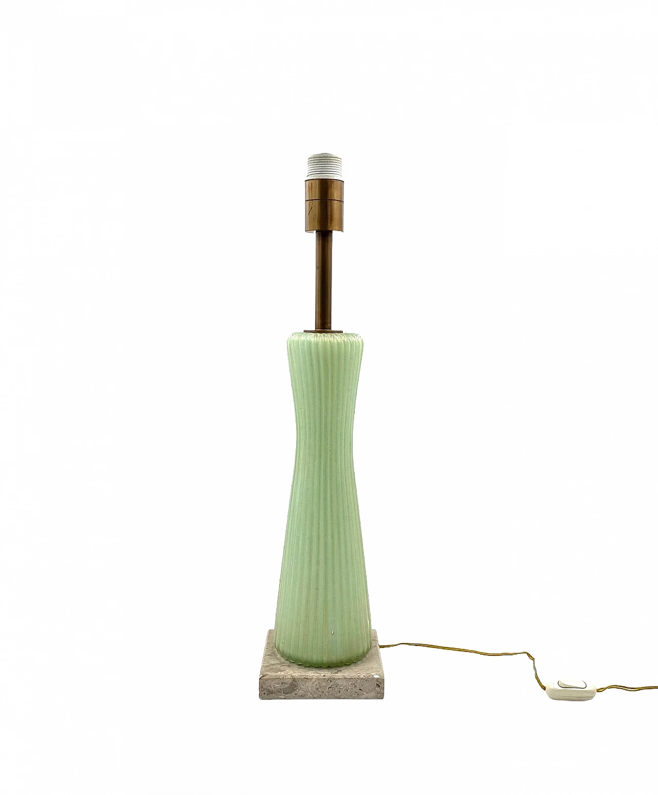 Green glass, marble and brass lamp by Barovier & Toso, 1940s 8