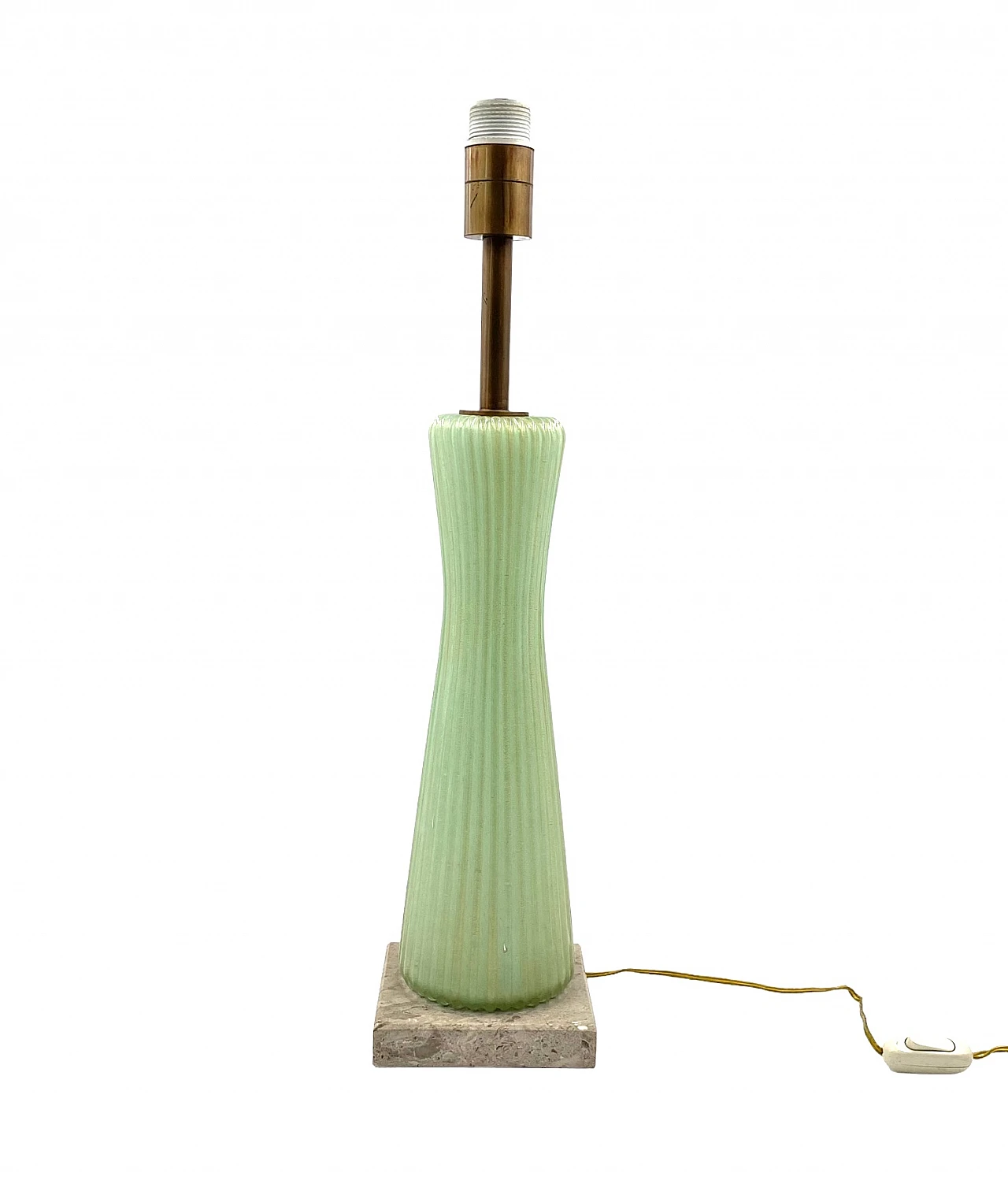 Green glass, marble and brass lamp by Barovier & Toso, 1940s 9