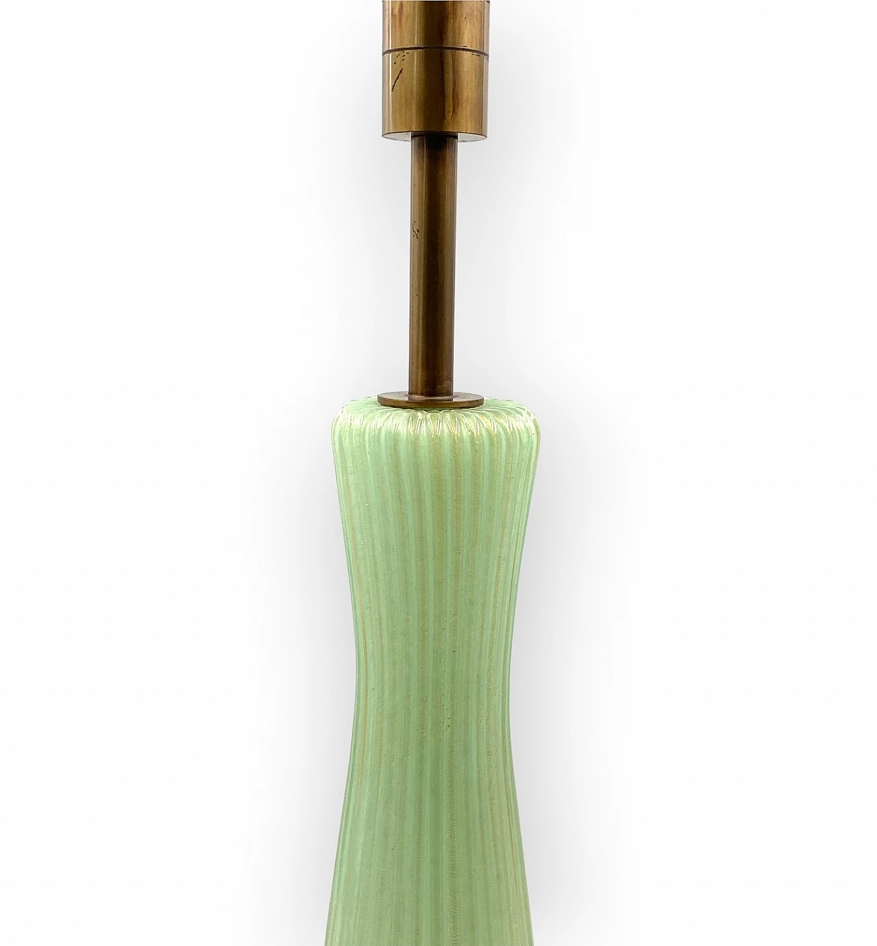Green glass, marble and brass lamp by Barovier & Toso, 1940s 13