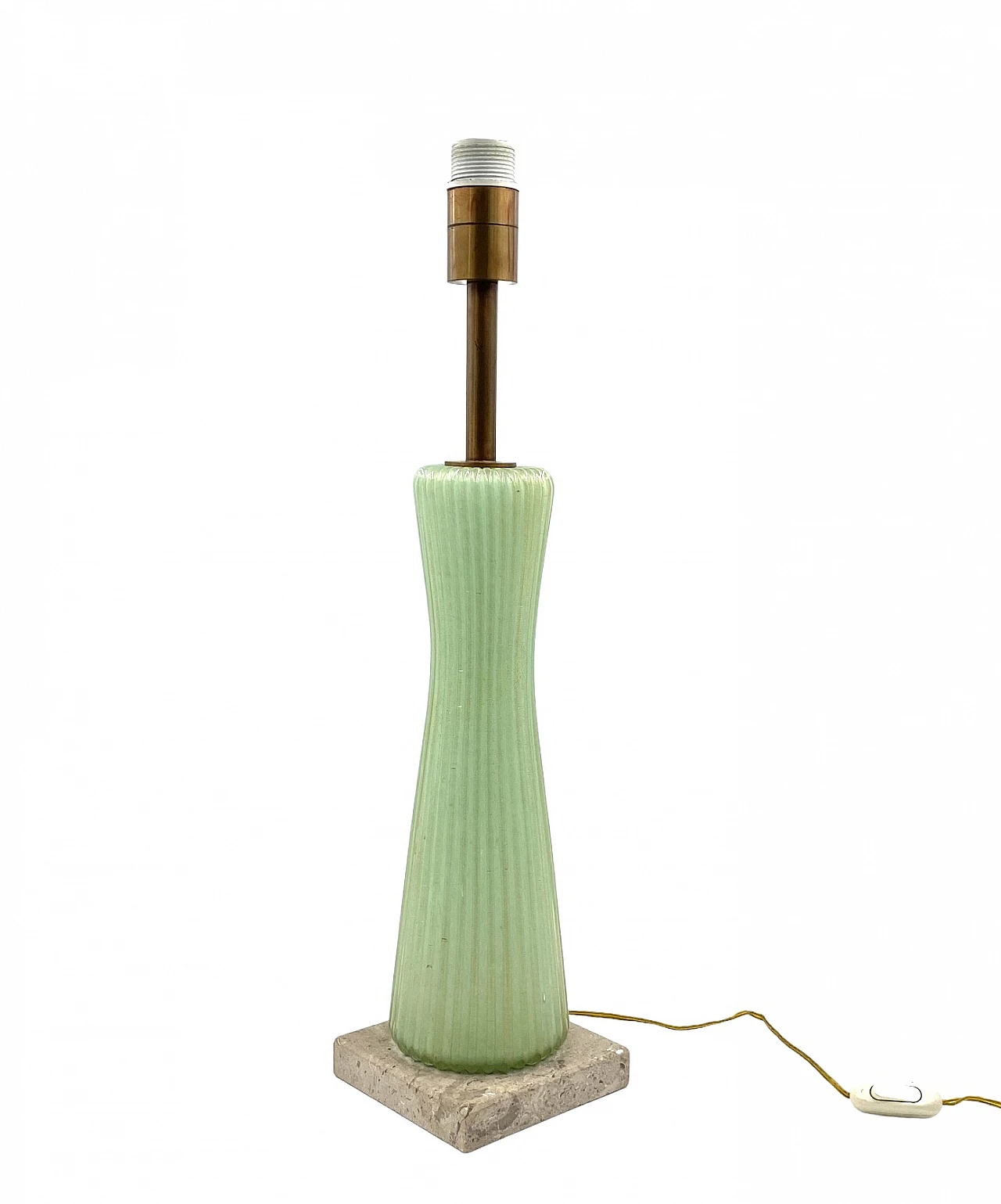 Green glass, marble and brass lamp by Barovier & Toso, 1940s 16