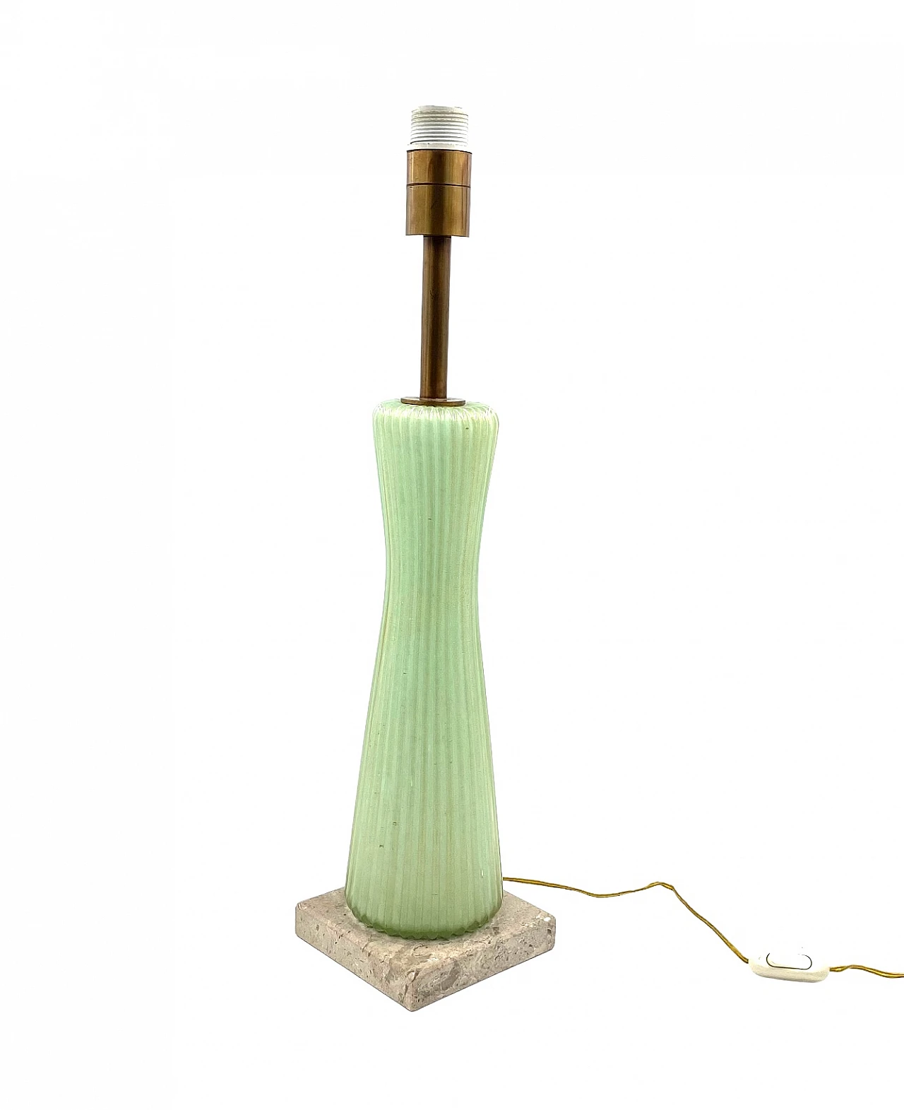 Green glass, marble and brass lamp by Barovier & Toso, 1940s 17