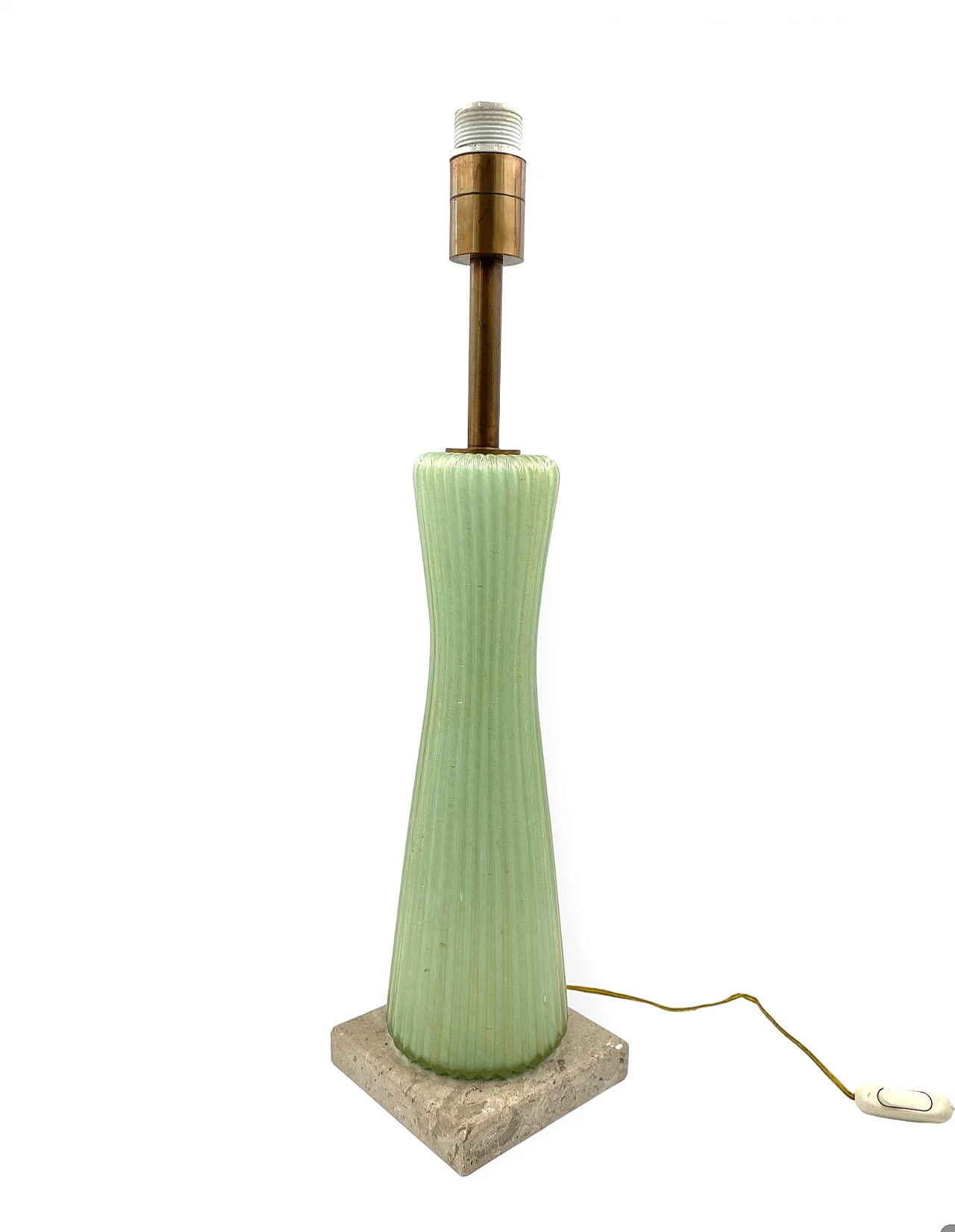 Green glass, marble and brass lamp by Barovier & Toso, 1940s 20