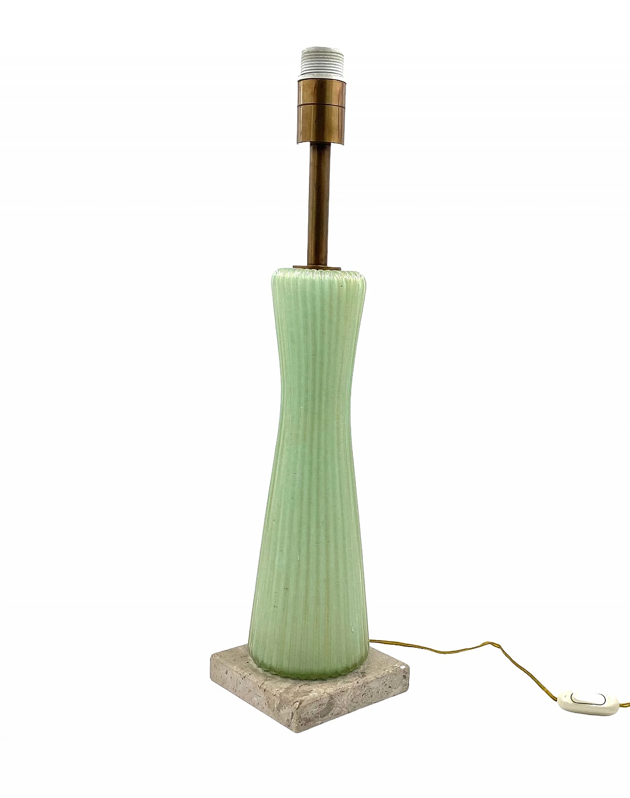 Green glass, marble and brass lamp by Barovier & Toso, 1940s 21