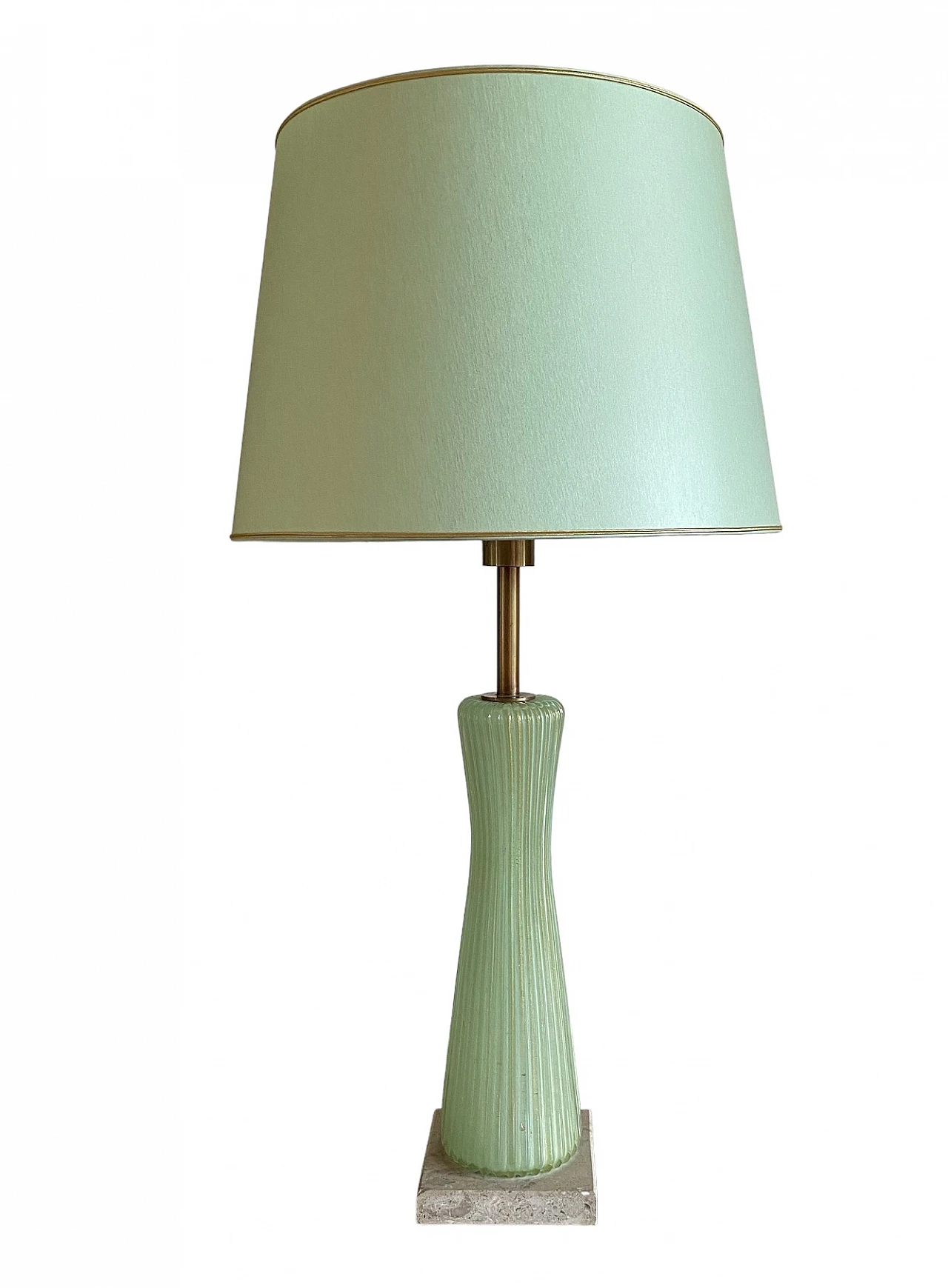 Green glass, marble and brass lamp by Barovier & Toso, 1940s 26