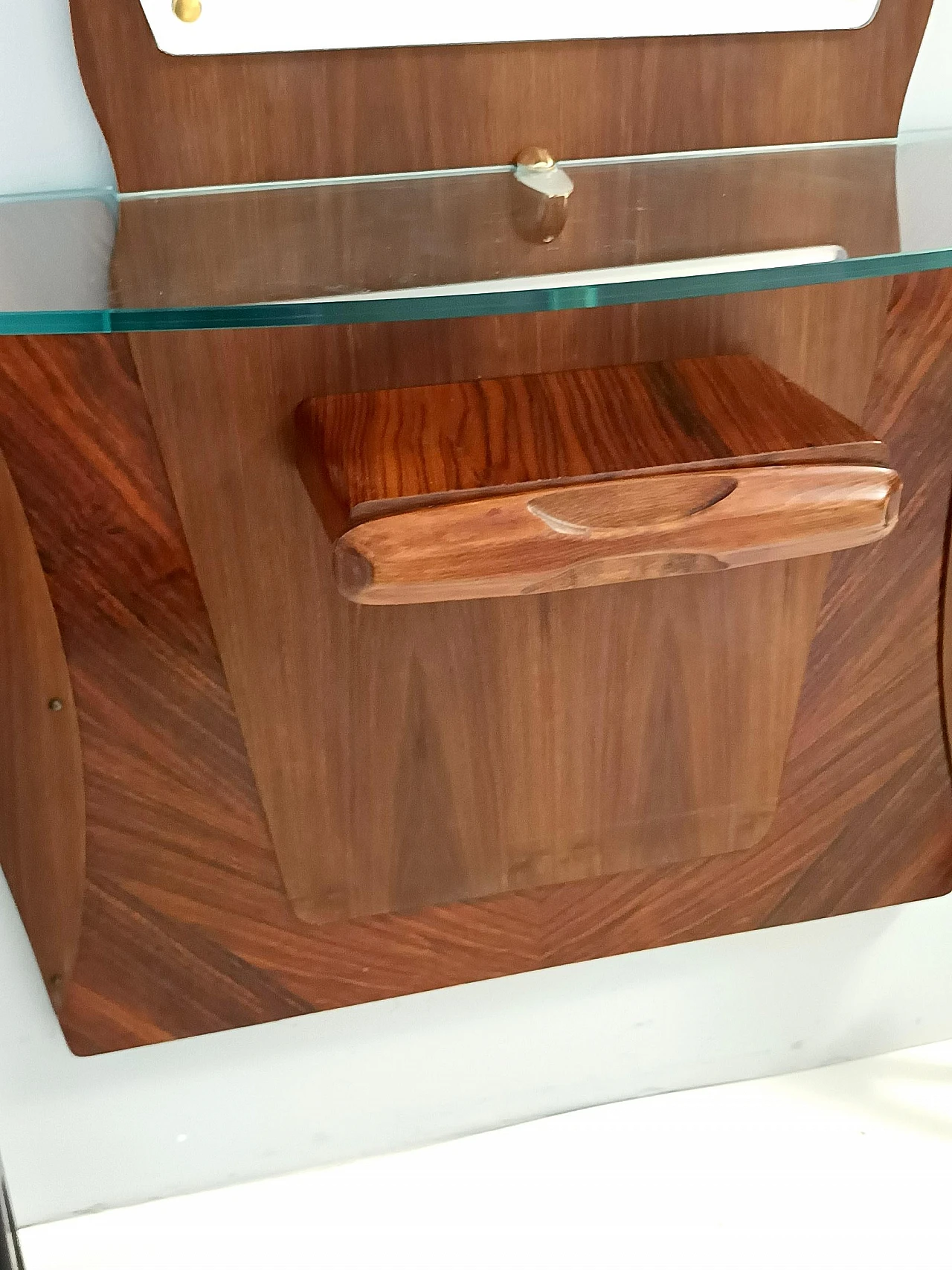 Consolle in faggio con specchio e mensola in vetro stile Ico Parisi 7