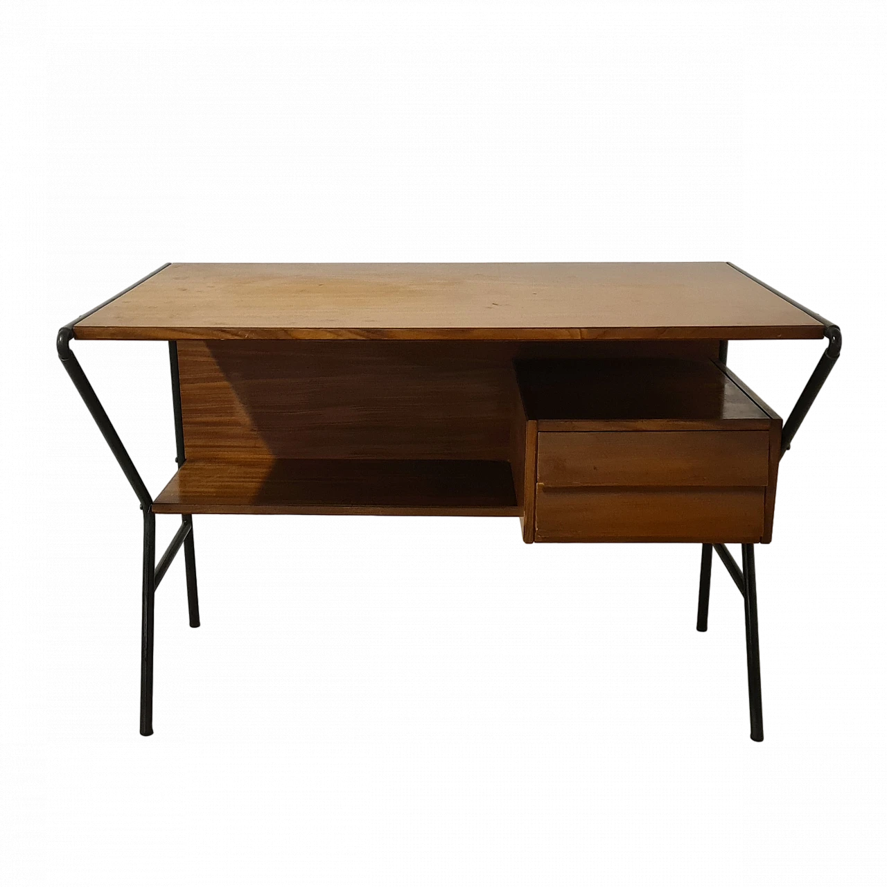 Teak and metal desk attributed to Anonima Castelli, 1960s 9