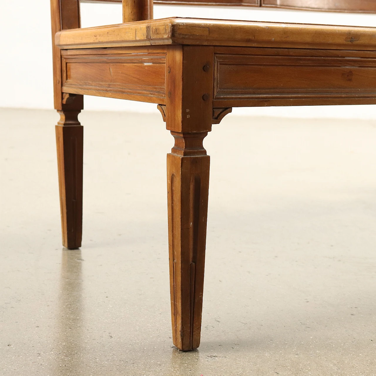 Neoclassical style wood, cane and fabric sofa 6