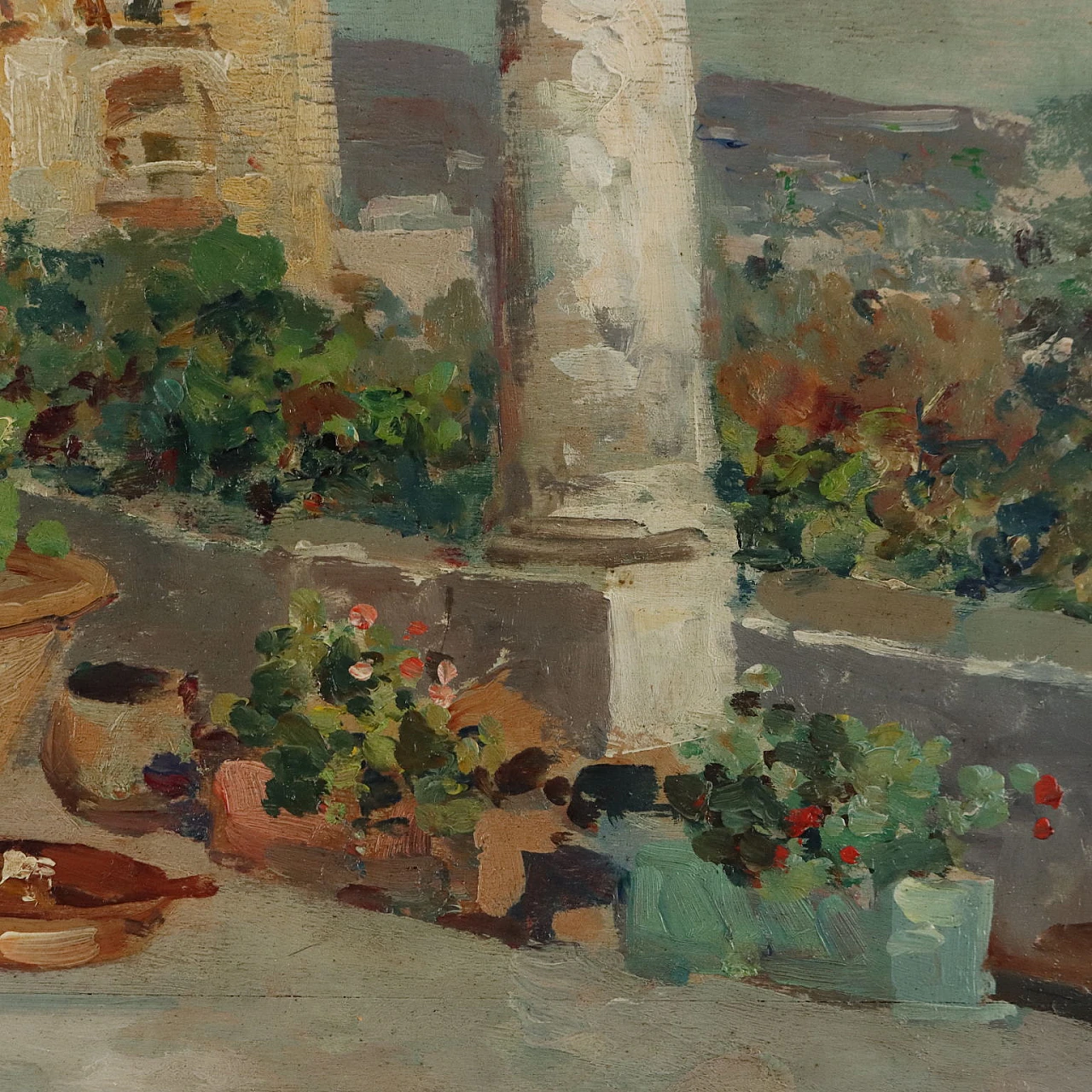 Luigi Bertolingrande, scorcio con pollaio, dipinto a olio su tavola 5