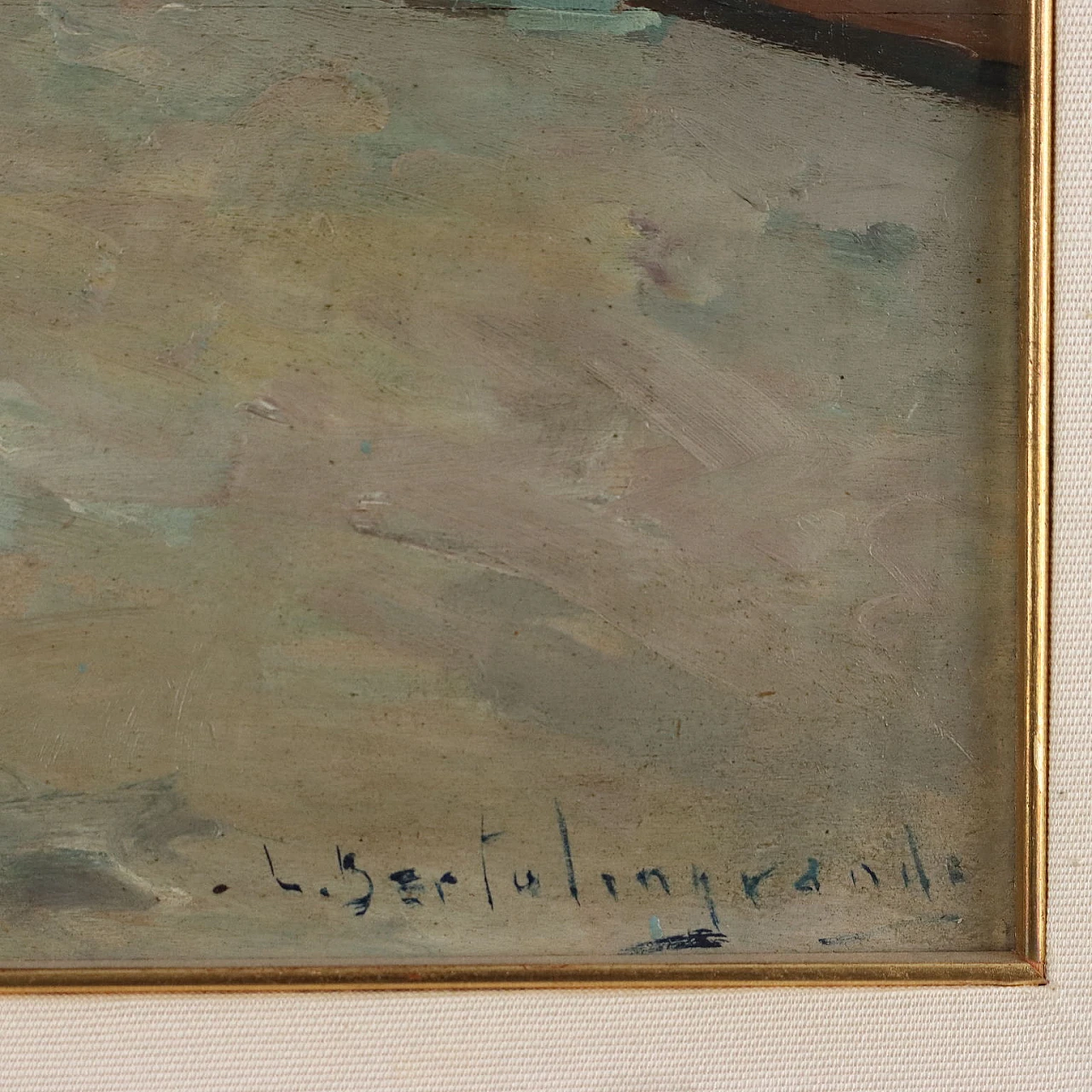 Luigi Bertolingrande, scorcio con pollaio, dipinto a olio su tavola 7