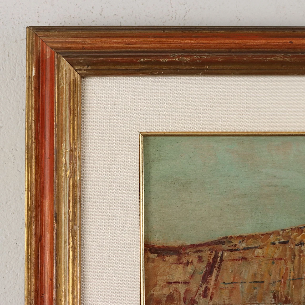 Luigi Bertolingrande, scorcio con pollaio, dipinto a olio su tavola 8