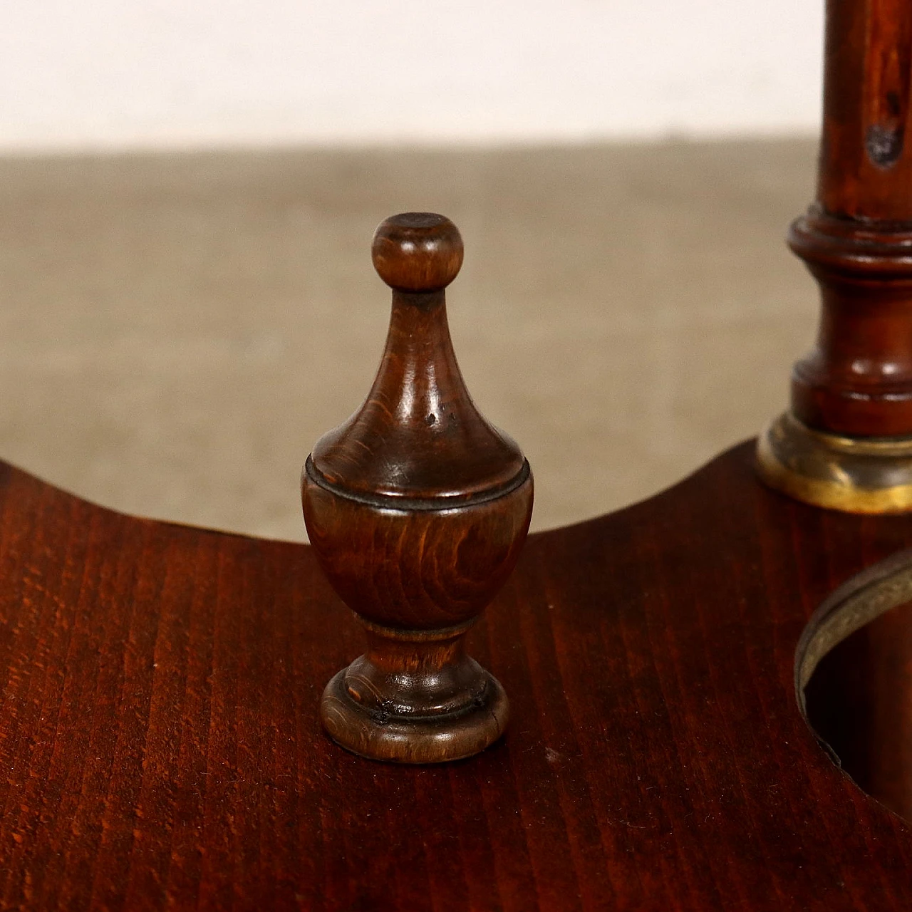 Wooden gueridon with saber feet, marble top & gilded sheet metal 4