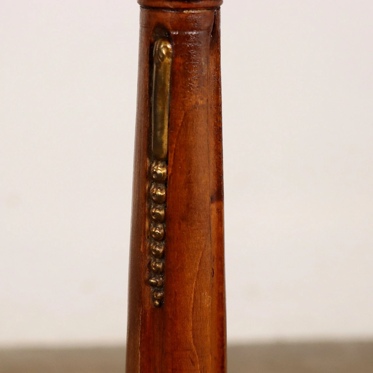 Wooden gueridon with saber feet, marble top & gilded sheet metal 6