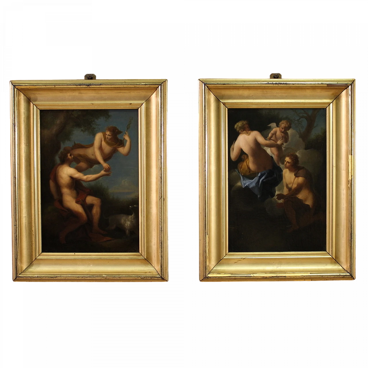 Scene mitologiche, coppia di dipinti a olio su tela, '700 13