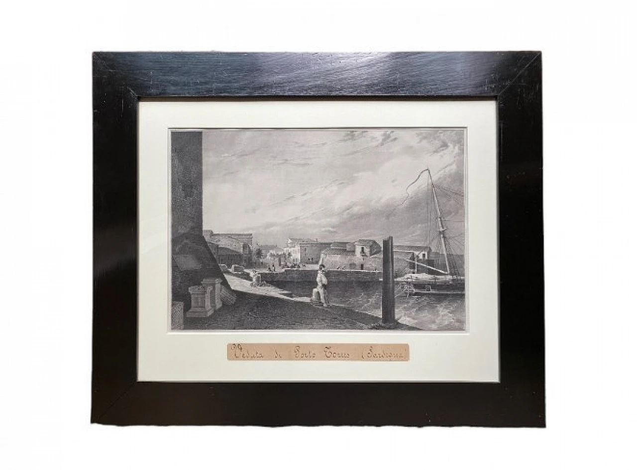 Giuseppe Cominotti, Veduta di Porto Torres, litografia, 1823 5