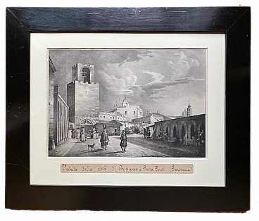 Giuseppe Cominotti, Veduta della città di Oristano, litografia, 1823