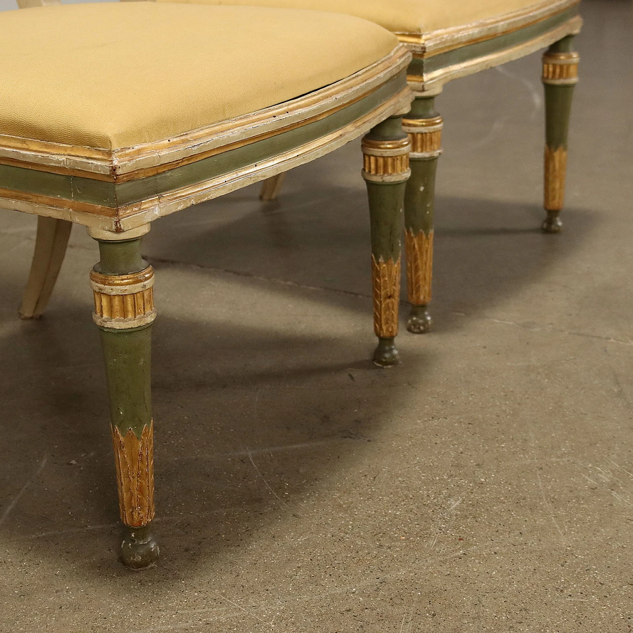 Coppia di sedie Impero in legno laccato e dorato, '800 8