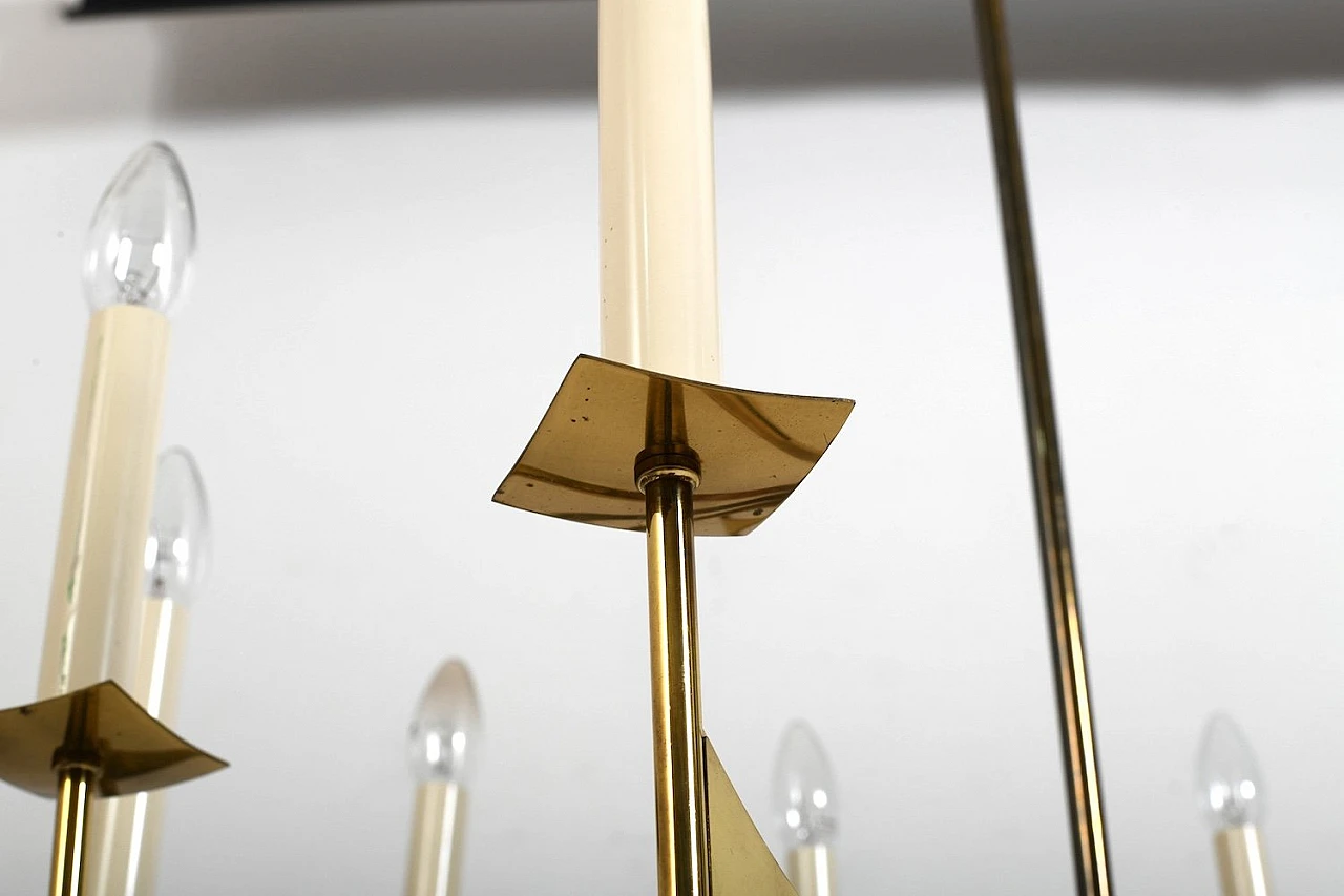 Lampadario a 10 luci in ottone, anni '60 5