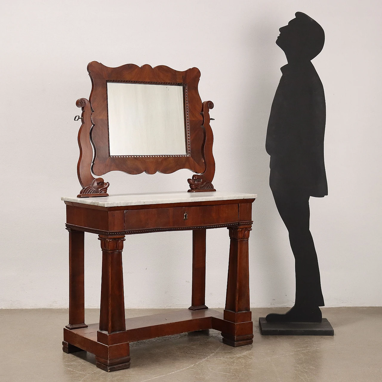 Louis Philippe vanity with mirror in mahogany & marble, 19th century 2