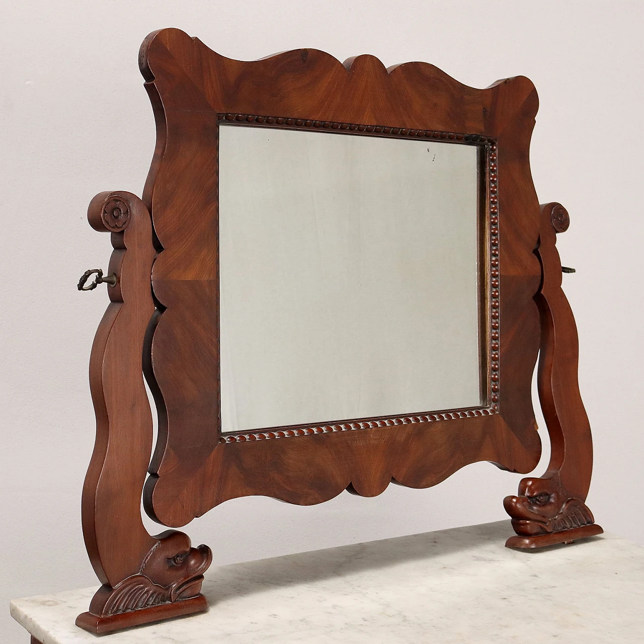 Louis Philippe vanity with mirror in mahogany & marble, 19th century 3