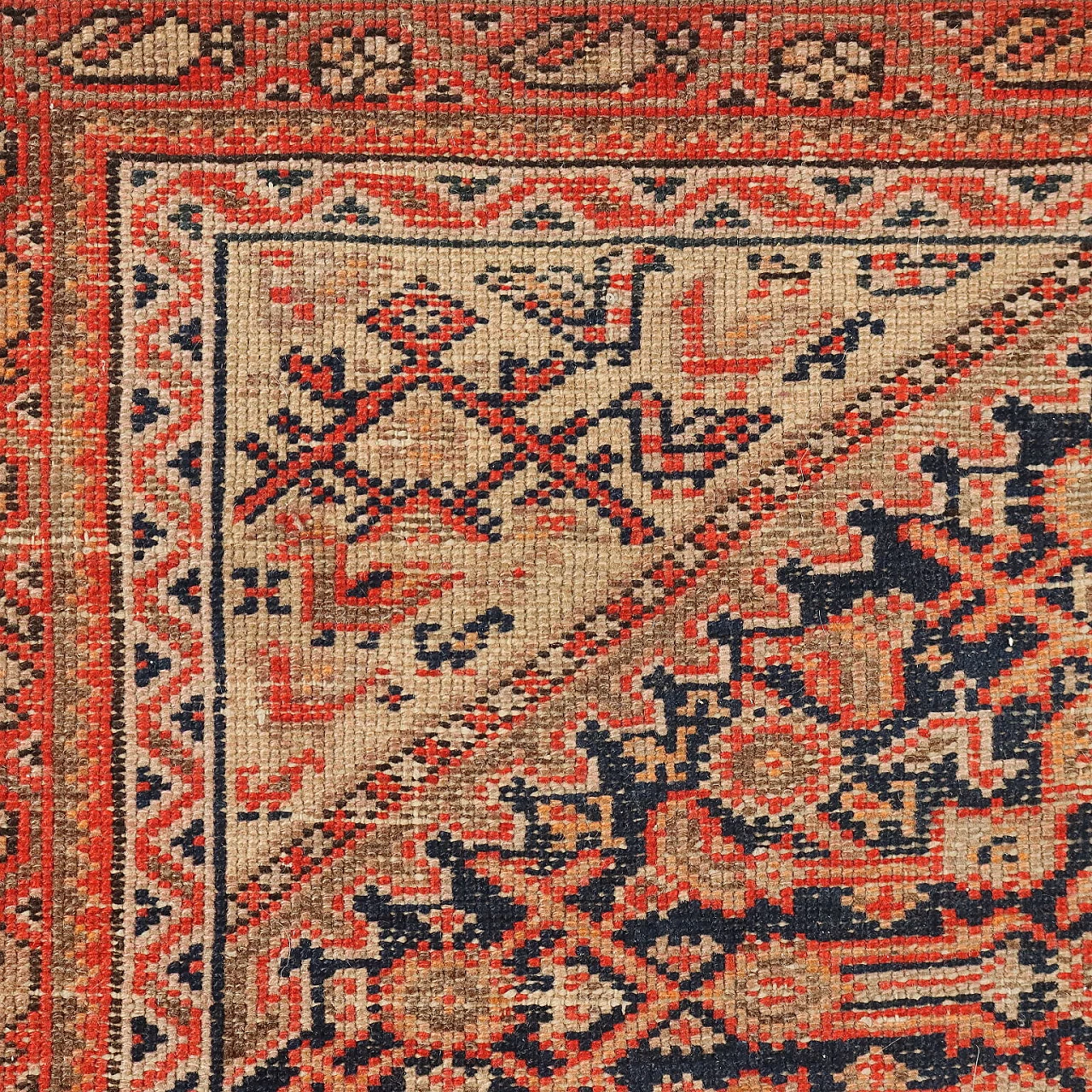 Extra thin knot Malayer rug in cotton and wool 5
