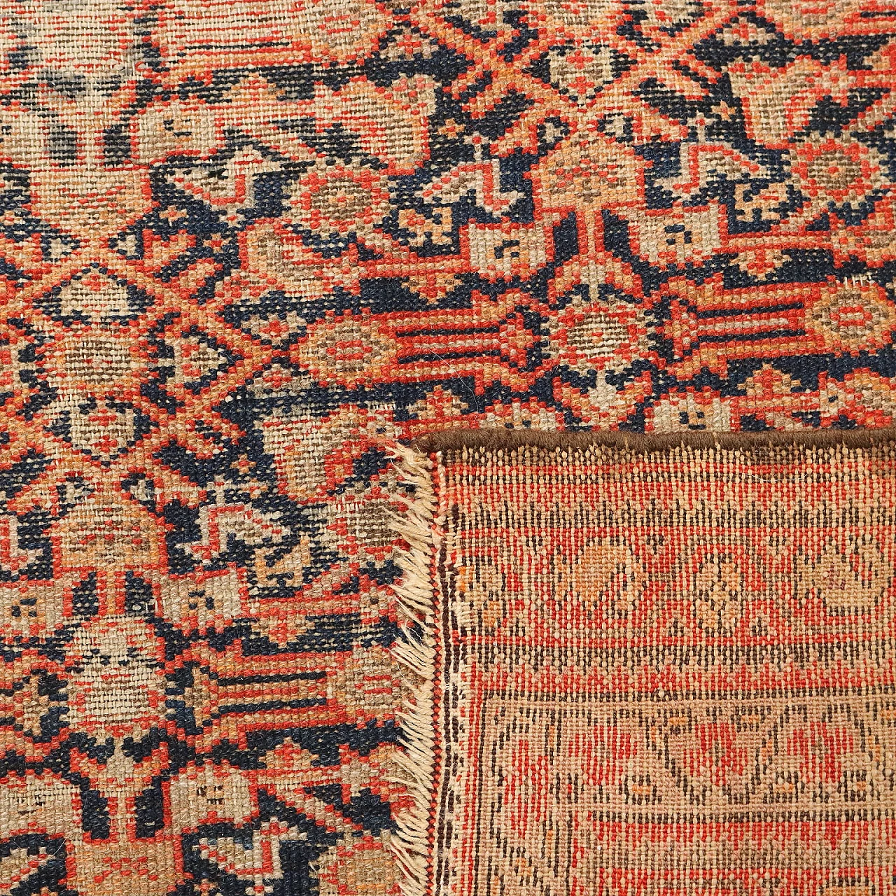 Extra thin knot Malayer rug in cotton and wool 9
