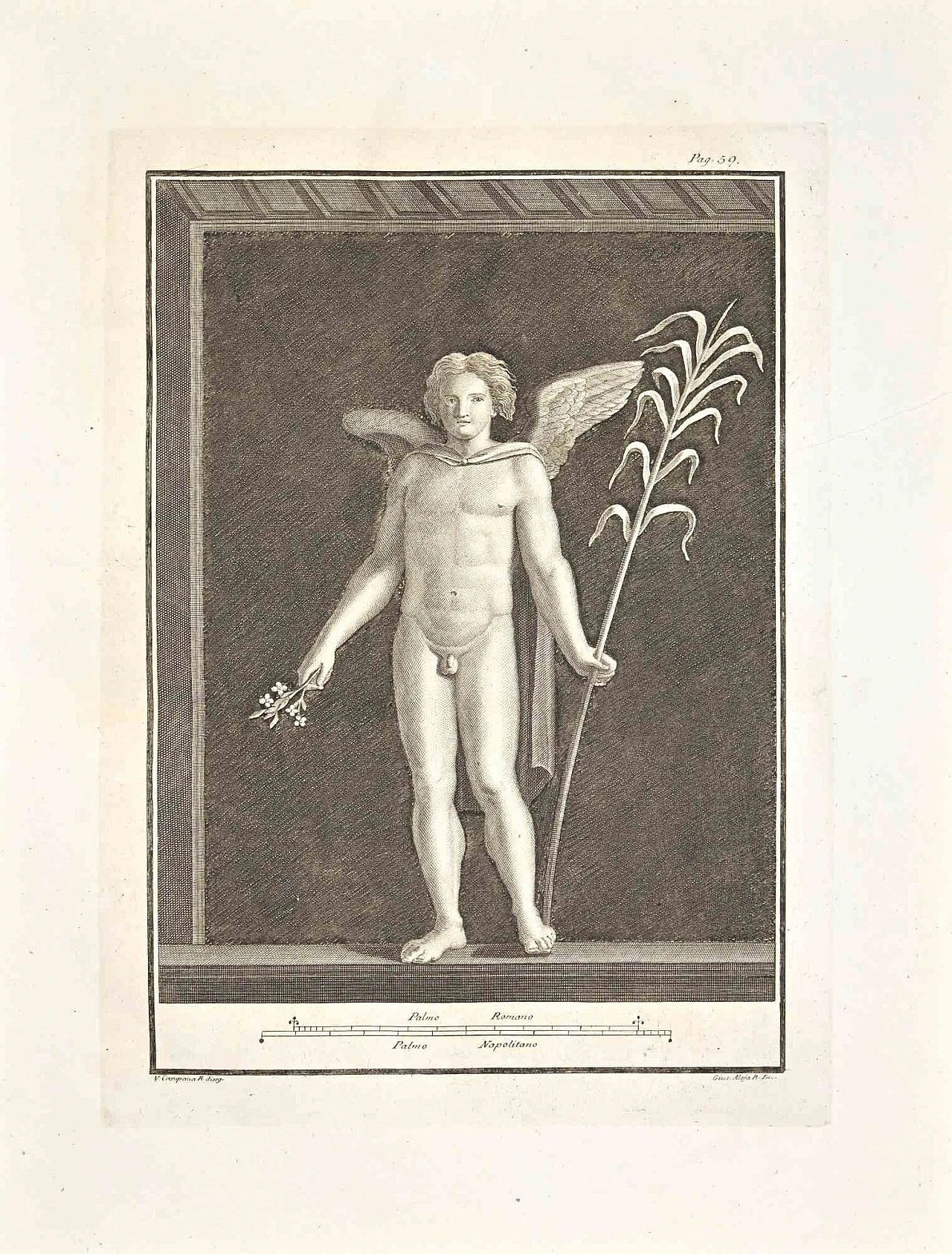 Giuseppe Aloja, Affresco romano antico da Ercolano, Acquaforte '700 1