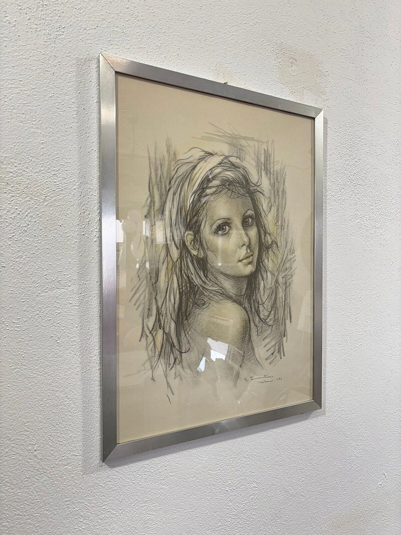 Giuseppe Tarantino, Volto di giovane donna, litografia, 1974 1