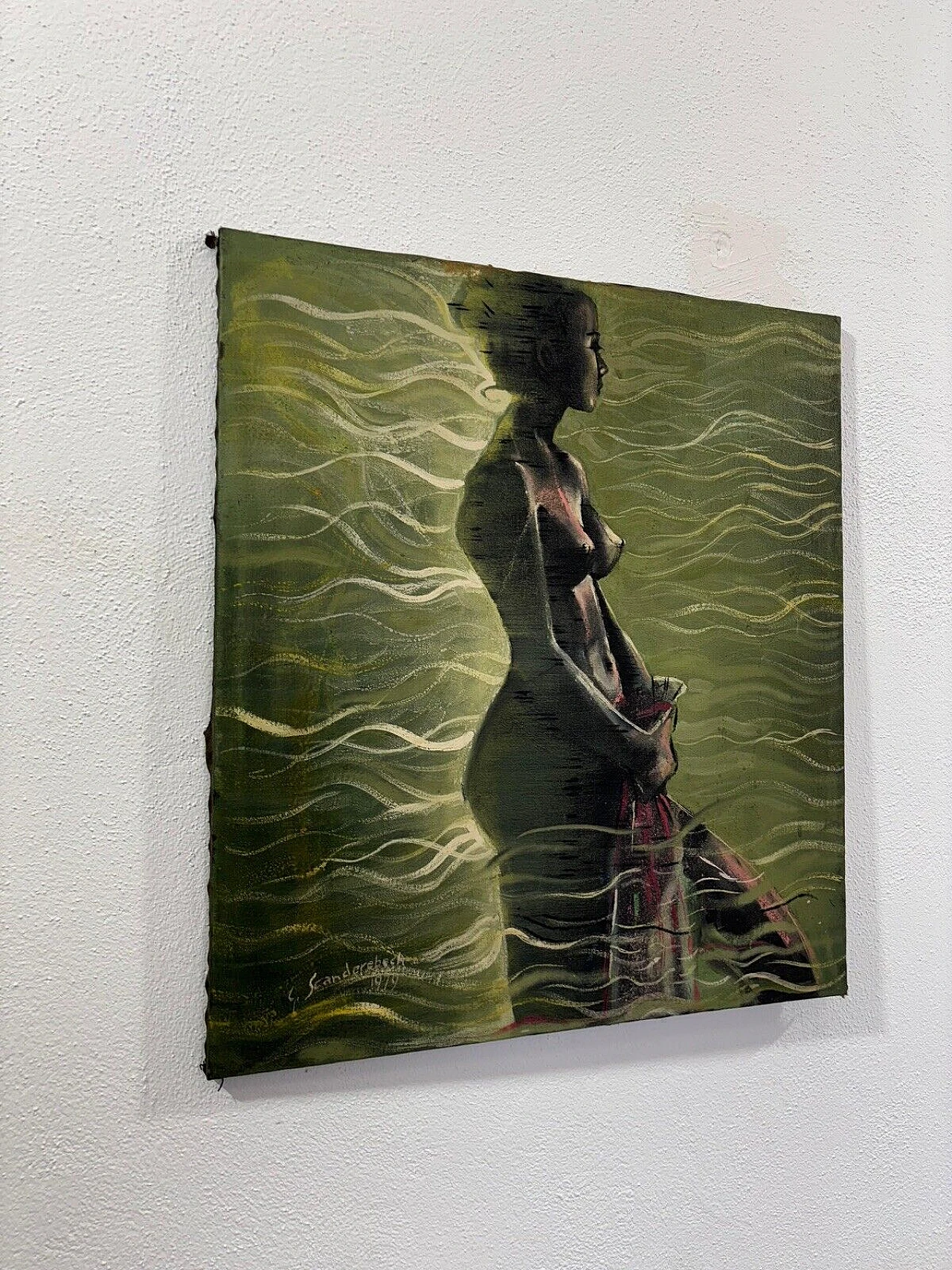 G. Scanderebech, Profile of a Woman, mixed media on canvas, 1979 1