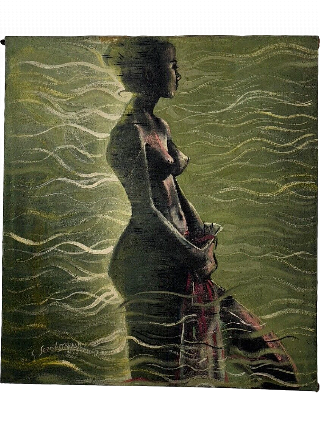 G. Scanderebech, Profile of a Woman, mixed media on canvas, 1979 7