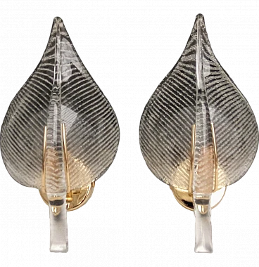 Coppia di lampade da parete in vetro di Murano, anni '80