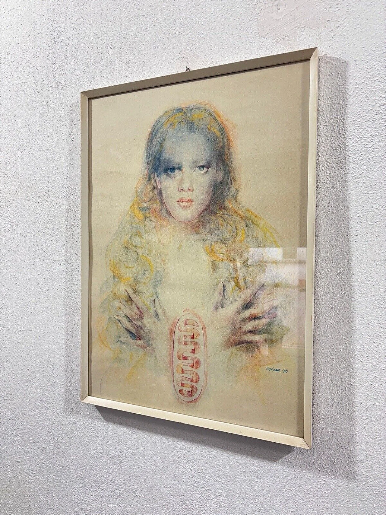 Renzo Vespignani, ragazza, dipinto a tecnica mista su cartoncino, 1991 1