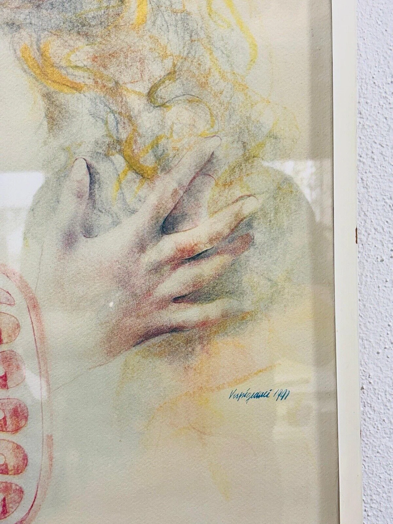 Renzo Vespignani, ragazza, dipinto a tecnica mista su cartoncino, 1991 4