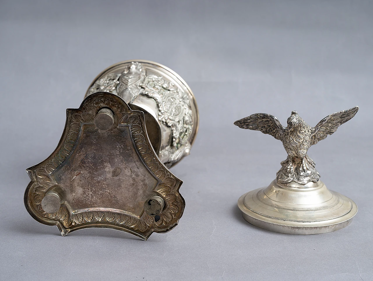 Coppa centrotavola Impero napoletana in argento, inizio '800 8