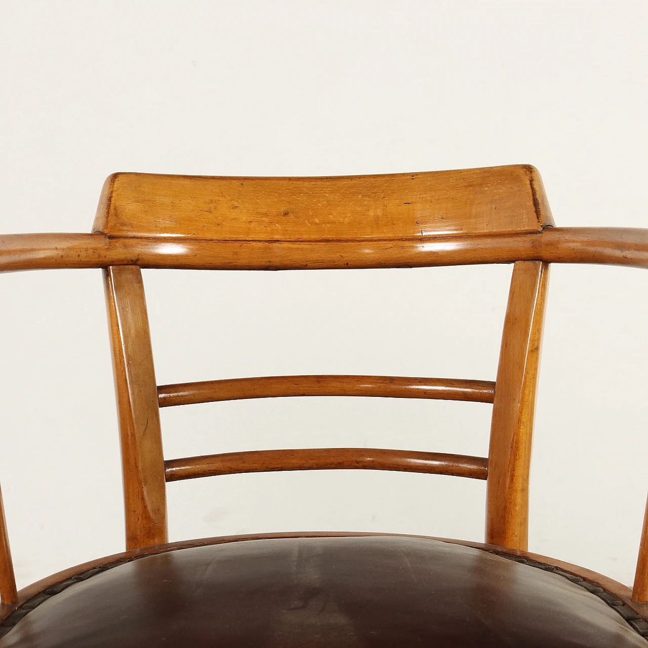 Pair of beech and skai armchairs, 1950s 4