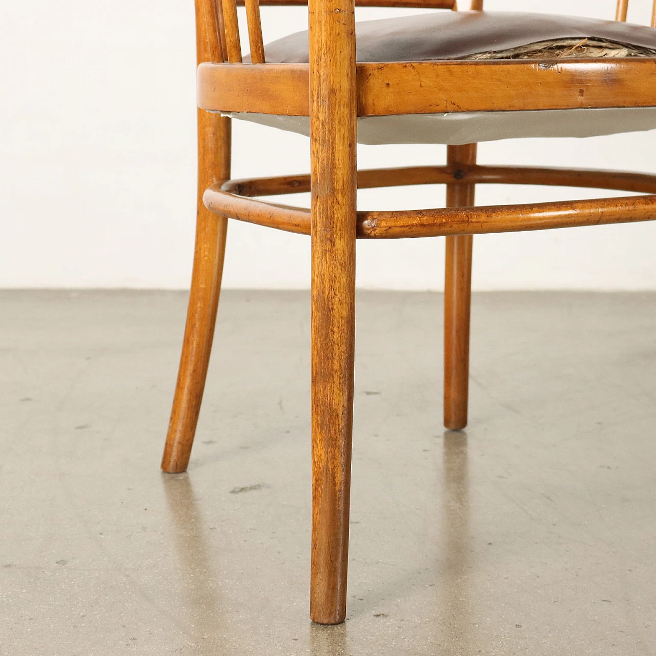 Pair of beech and skai armchairs, 1950s 6