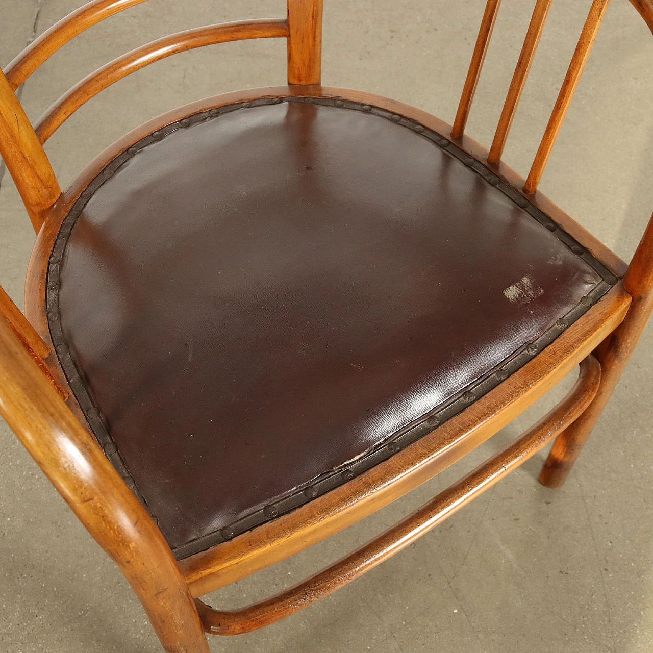Pair of beech and skai armchairs, 1950s 7