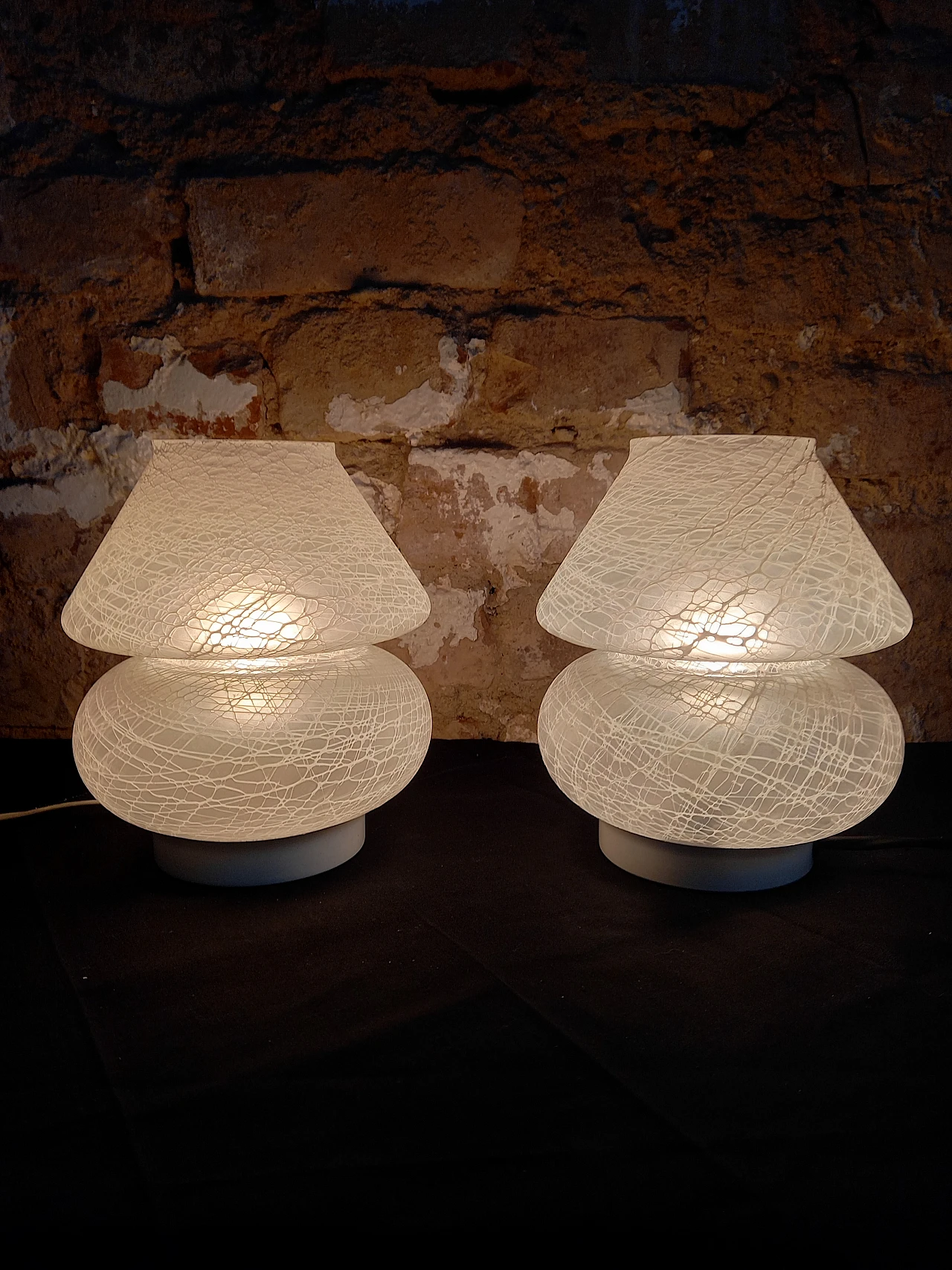 Coppia di abat jour in vetro di Zonca, anni '60 7