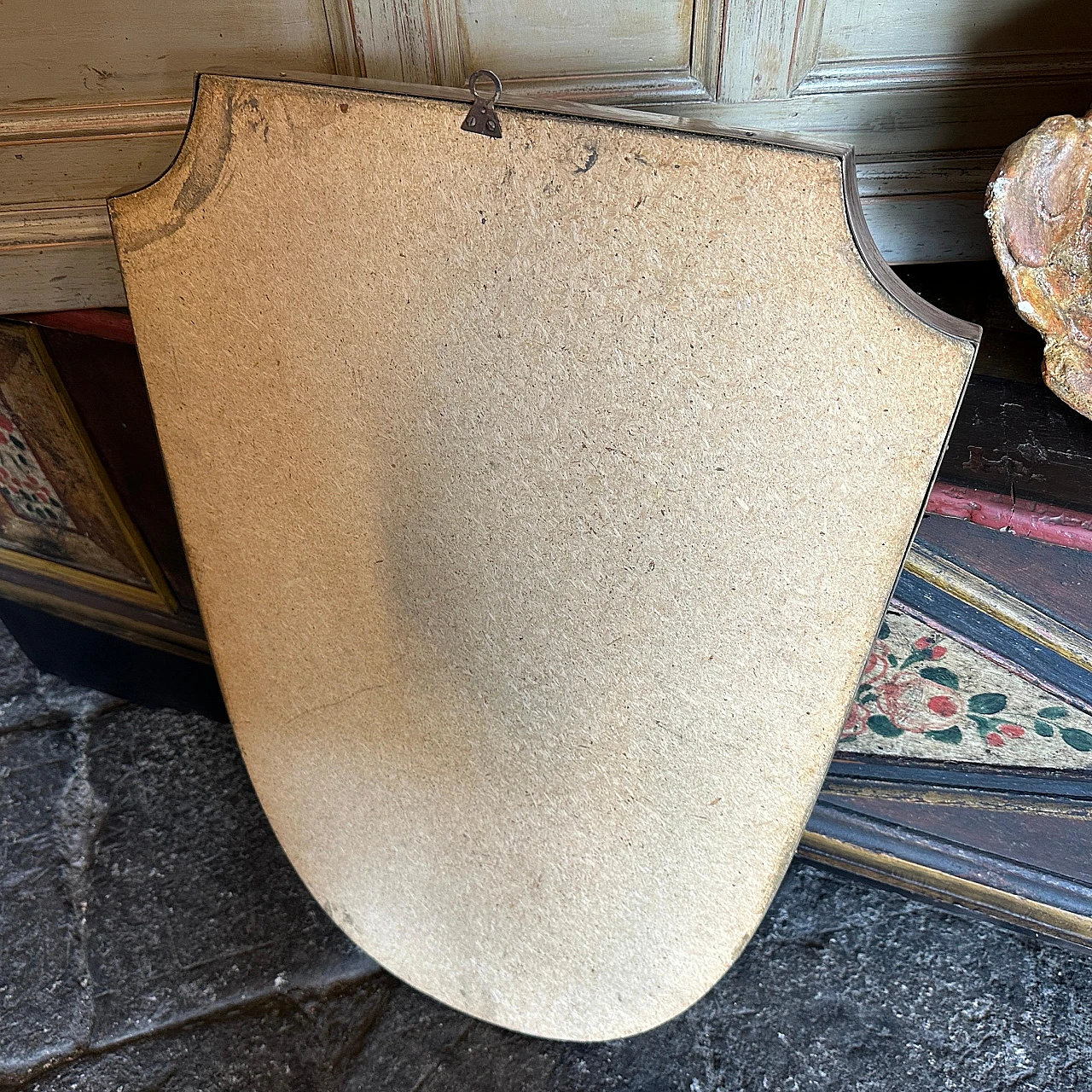 Specchio da parete in ottone massiccio nello stile di Ponti, anni '50 10