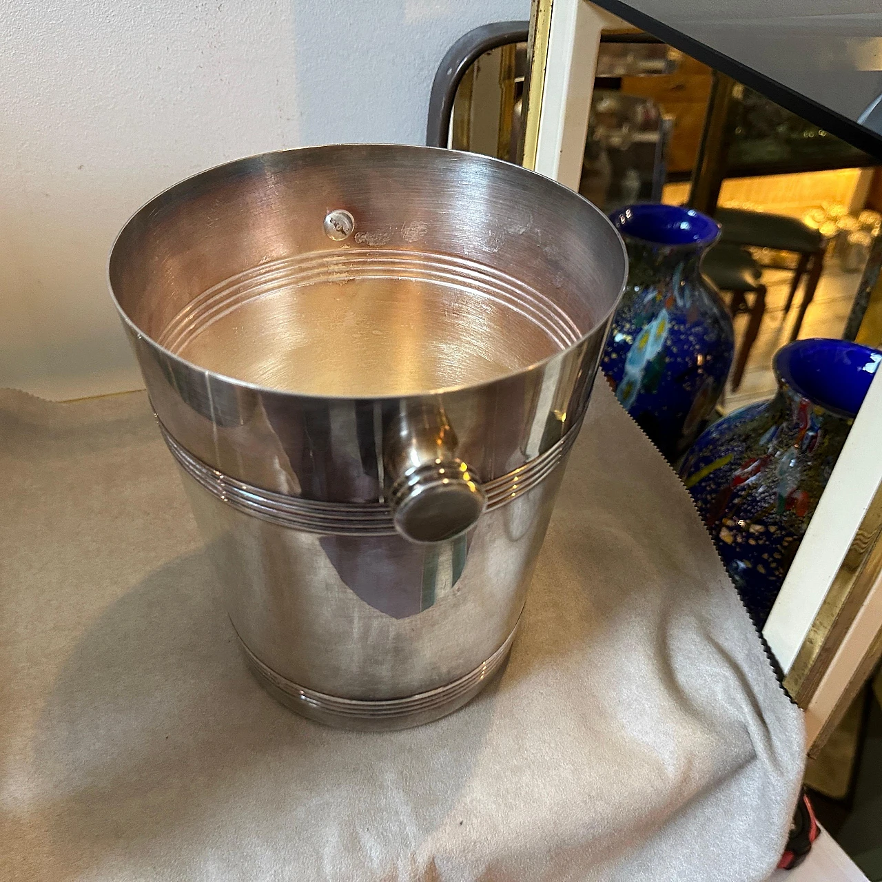 Refrigeratore per vino Art Déco francese placcato argento, anni '50 7