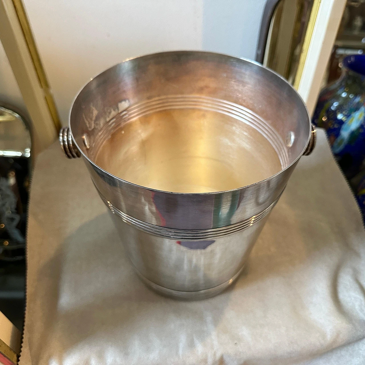 Refrigeratore per vino Art Déco francese placcato argento, anni '50 9