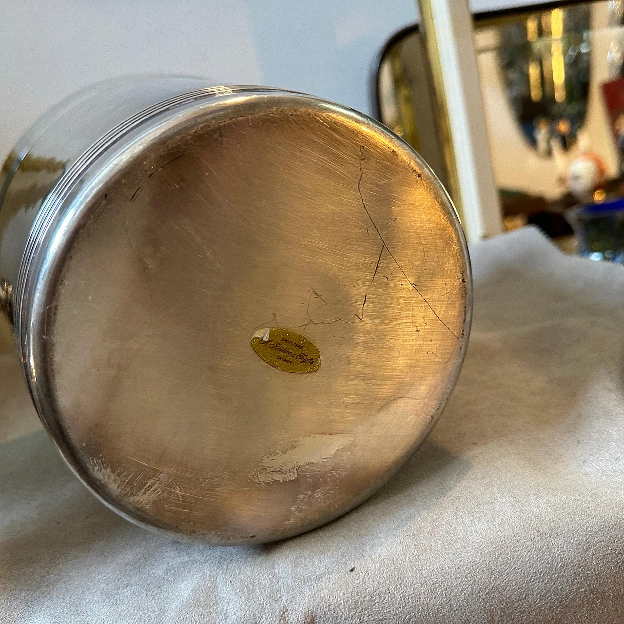 Refrigeratore per vino Art Déco francese placcato argento, anni '50 10