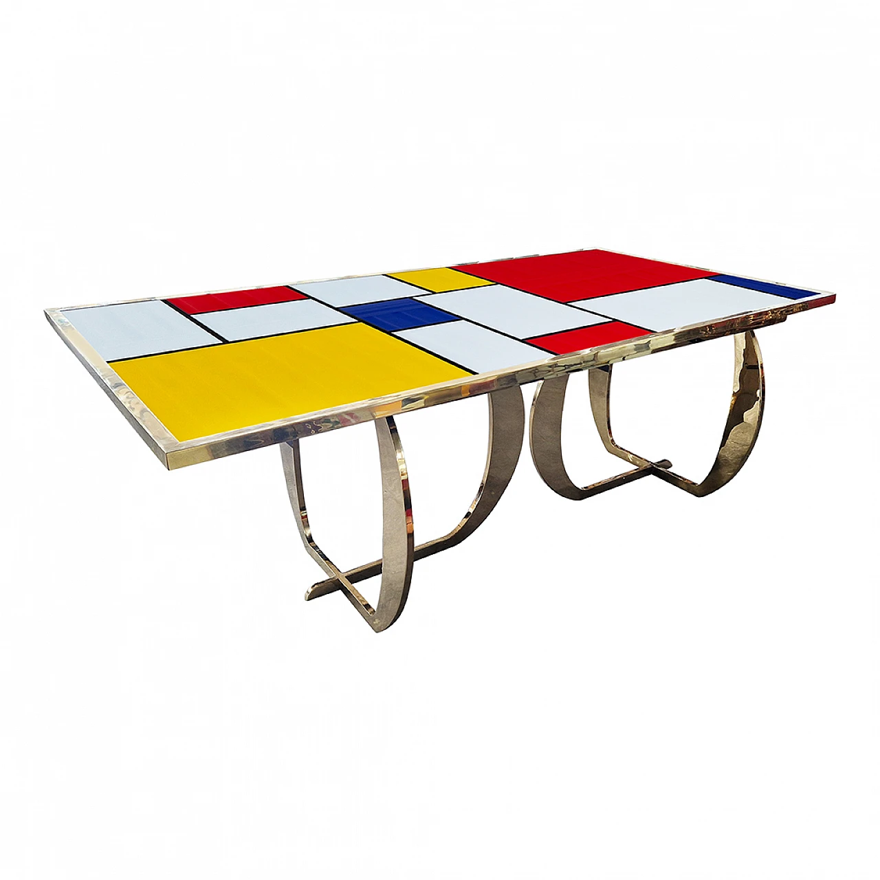 Tavolo con piano in vetro di Murano in stile Mondrian, anni '90 2