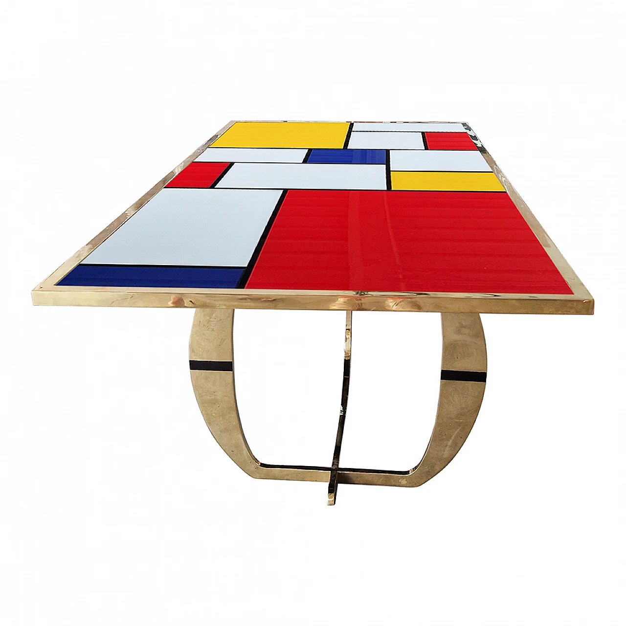 Tavolo con piano in vetro di Murano in stile Mondrian, anni '90 4