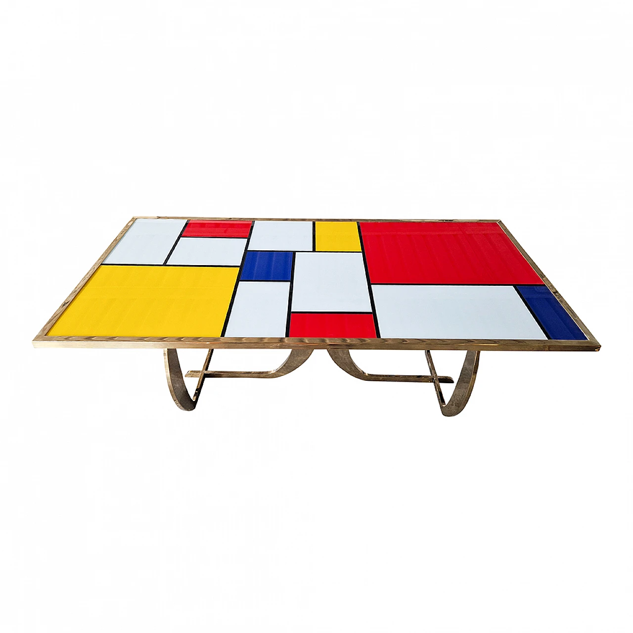 Tavolo con piano in vetro di Murano in stile Mondrian, anni '90 7