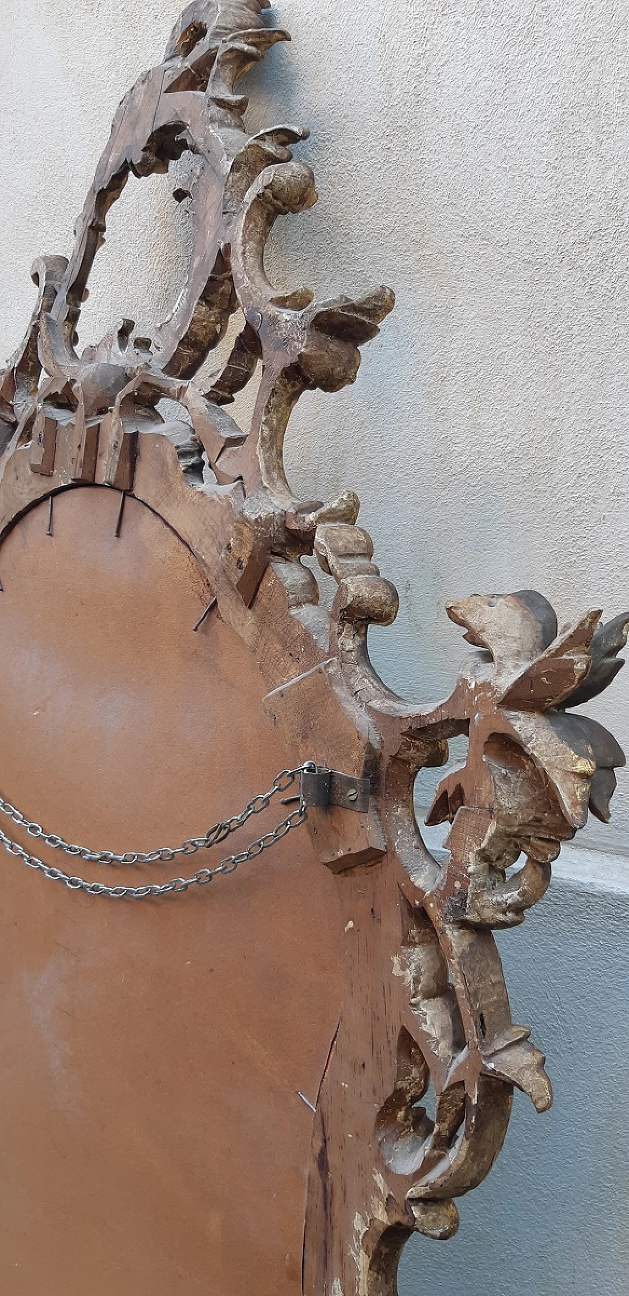 Carved and gilded wooden console table with mirror, early 20th century 2